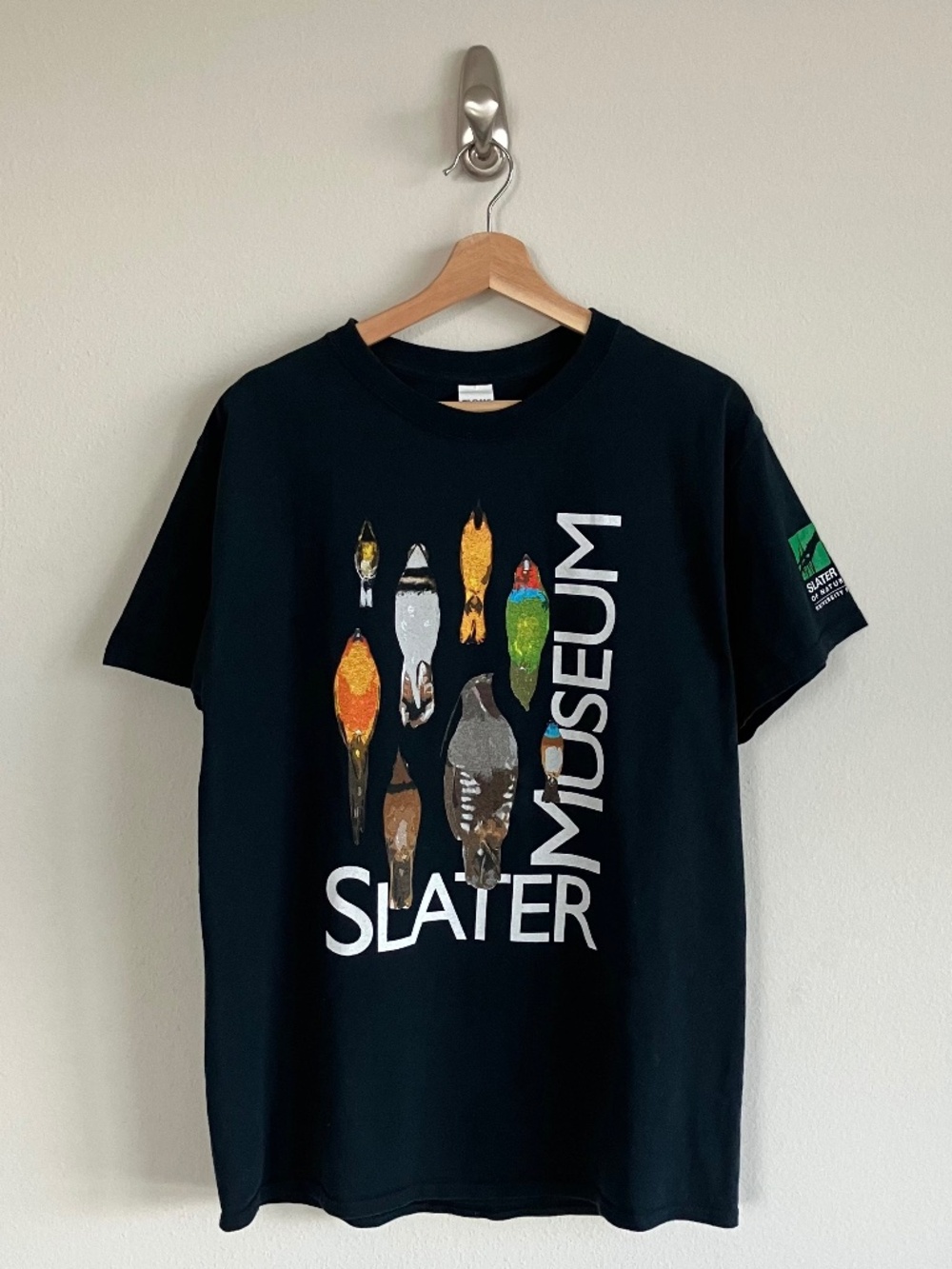 Slater Museum of Natural History Tee / Black Tee with Bird Graphics Sz L